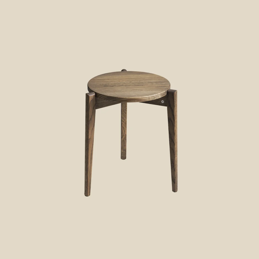 Vinz stool in smoked oiled oak with beige background