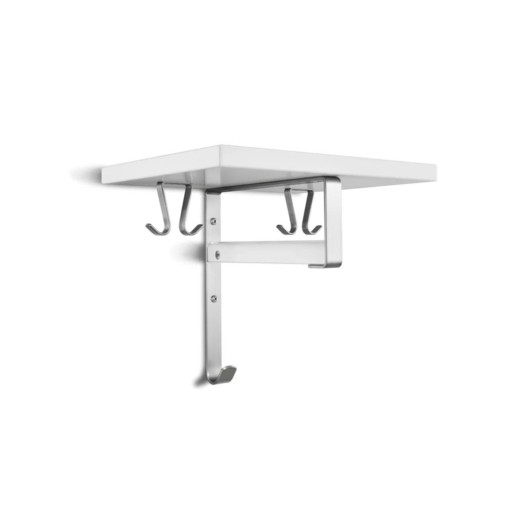 Cott hat rack in white lacquer with polished steel