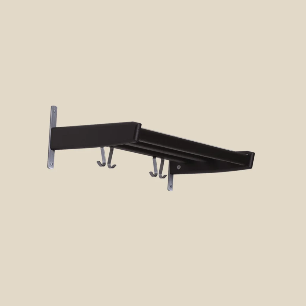 Meja coat rack 1 tier width 59 cm in black-stained oak on beige background