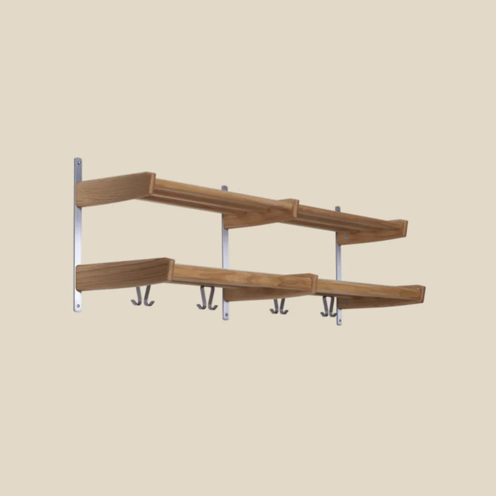 Meja coat rack 2 tier width 115 cm in lacquered oak
