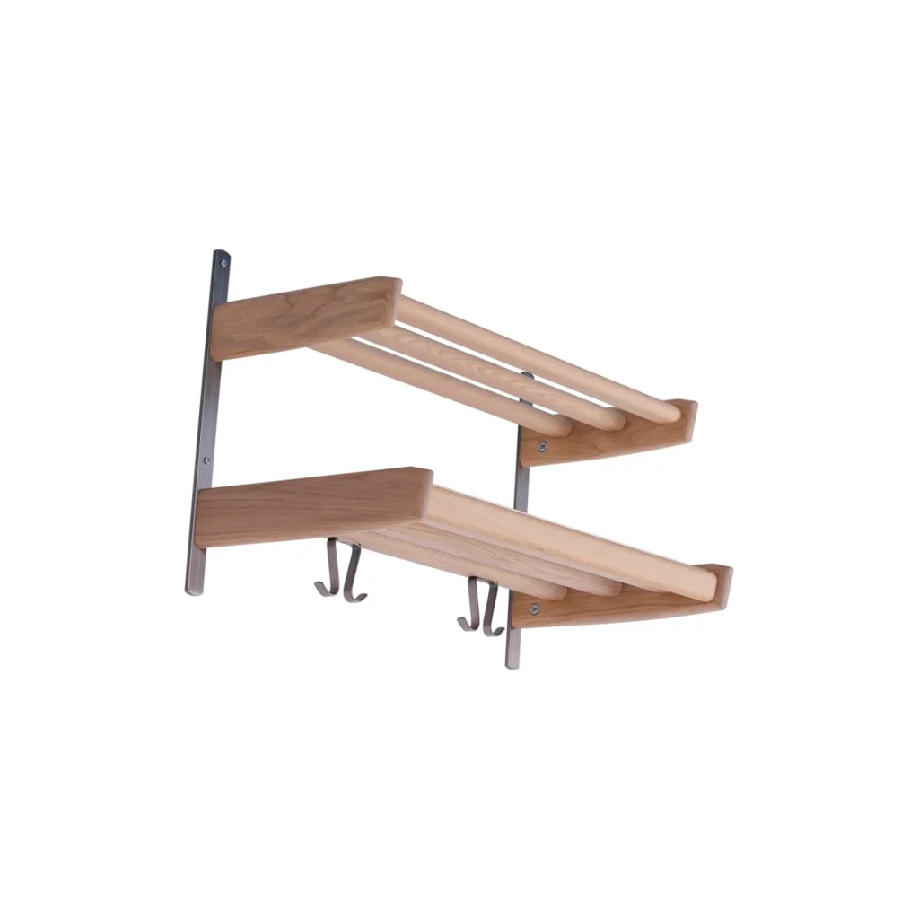 Meja coat rack 2 tier width 59 cm in white oiled oak