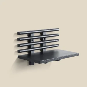 Zana bedside shelf black-stained ash side on beige background