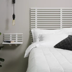 Zana bedside shelf and headboard in White lacquer in bedroom