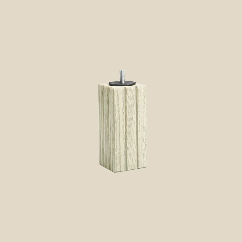 Bed leg in grey oiled ash on beige background