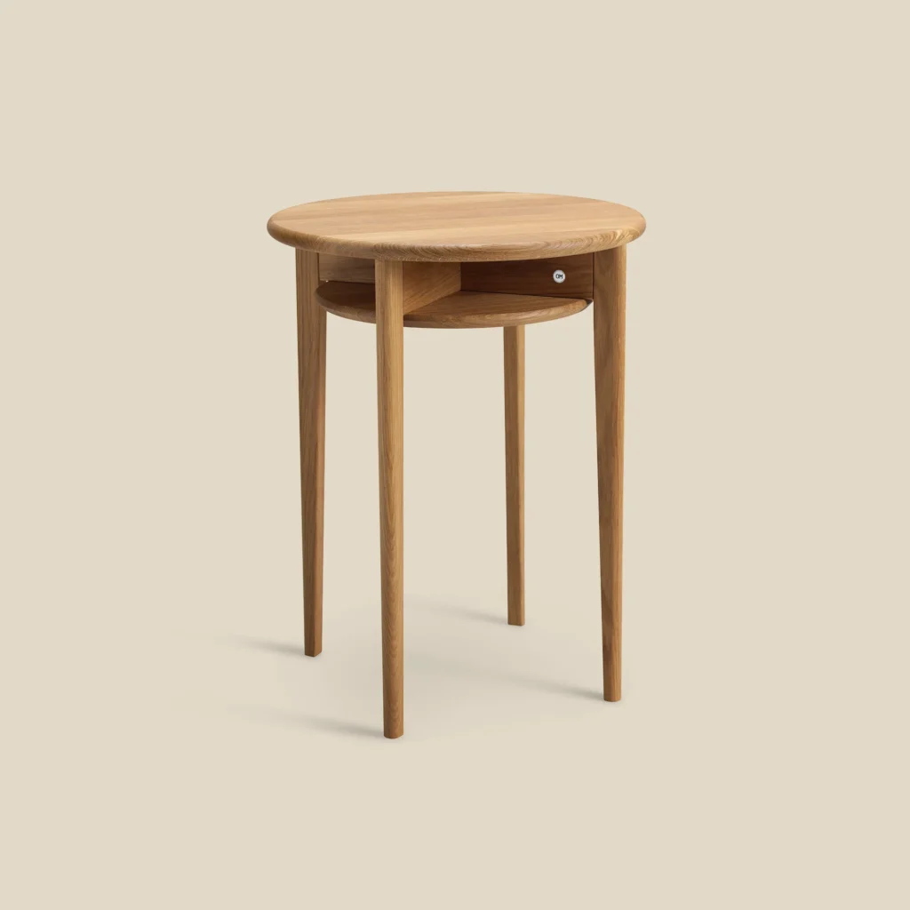 Celia armchair table lacquered oak on beige background