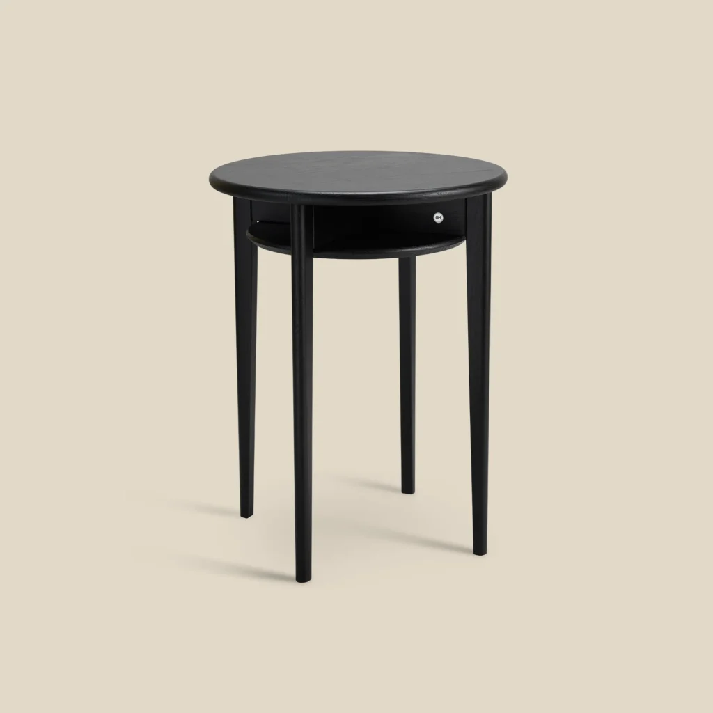 Celia armchair table black-stained oak on beige background