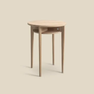 Celia armchair table white oiled oak on beige background