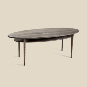 Celia coffee table smoked oak L140 on beige background