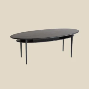 Celia coffee table black-stained oak L120 on beige background