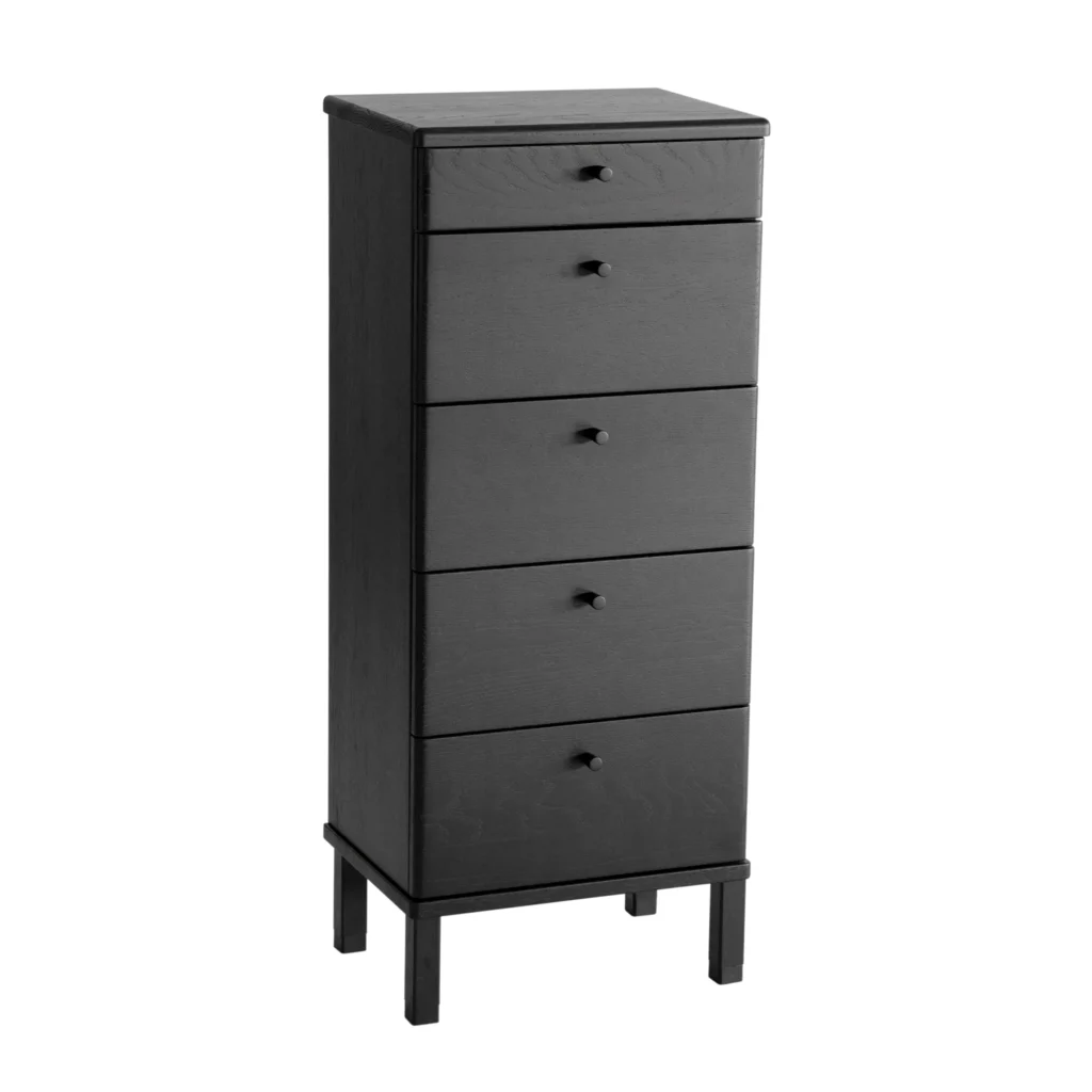 Cora dresser in black-stained oak with five drawers H96 cm