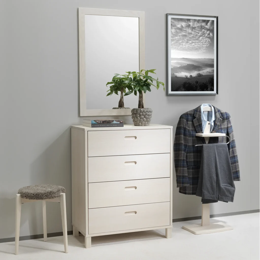Leon dresser white oiled ash in bedroom