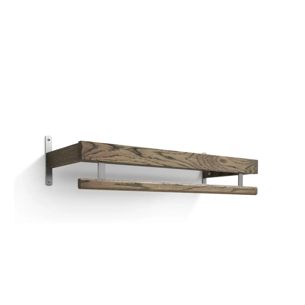 Nadja coat rack smoked oak with polished steel 1-tier L80