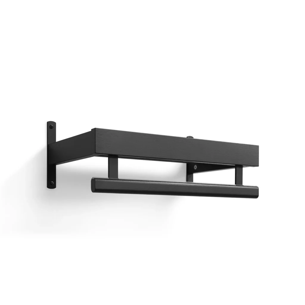 Nadja coat rack black-stained oak with matt black steel 1-tier L50