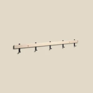 Nadja hook rail white oiled oak with matt black steel L90 on beige background