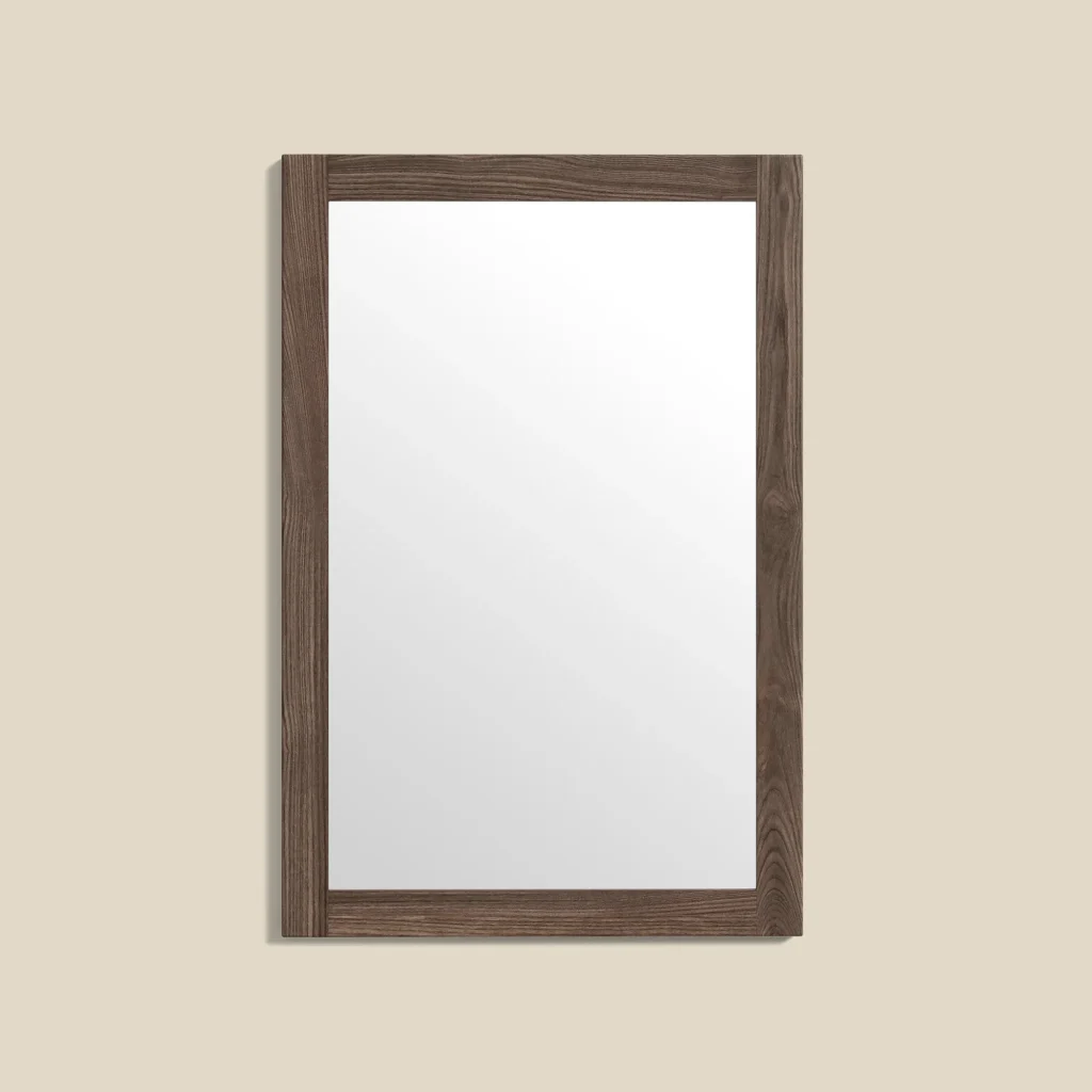 Nova mirror in brown oiled ash W60 on beige background