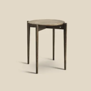 Tilia armchair table in smoked oak on beige background